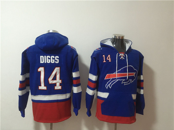 Men's Buffalo Bills #14 Stefon Diggs Blue Ageless Must-Have Lace-Up Pullover Hoodie
